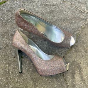 Guess Glitterati platform stilettos size 10